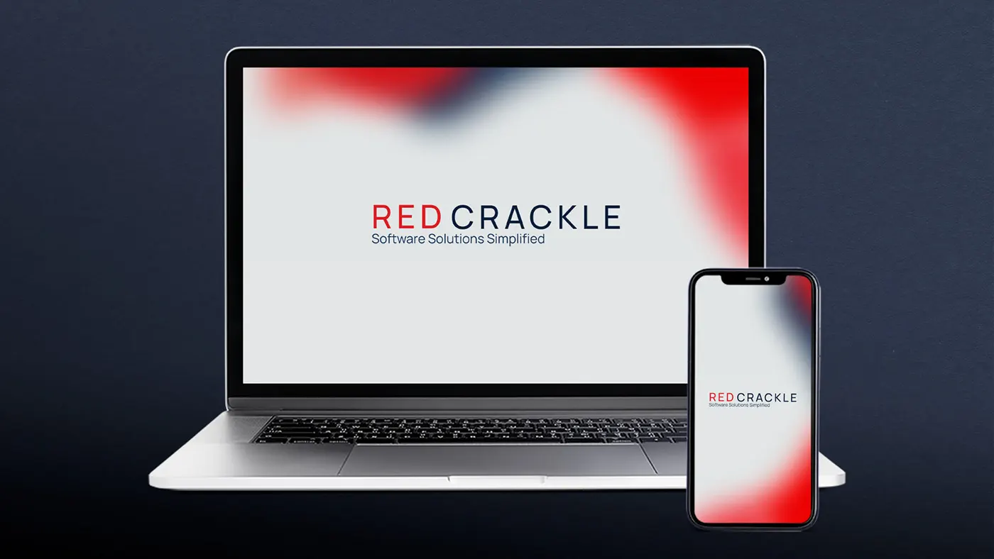 The Red Crackle logo displayed on a laptop and mobile device.